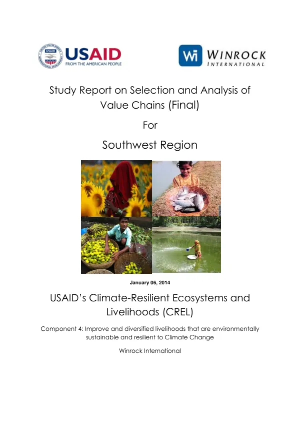 Study Report on Selection and Analysis of Value Chains (Final) For Southwest Region
