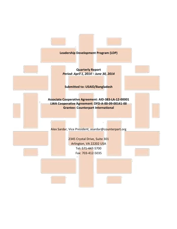 Leadership Development Program Quarterly Report 3: April 1, 2014 –June 30, 2014