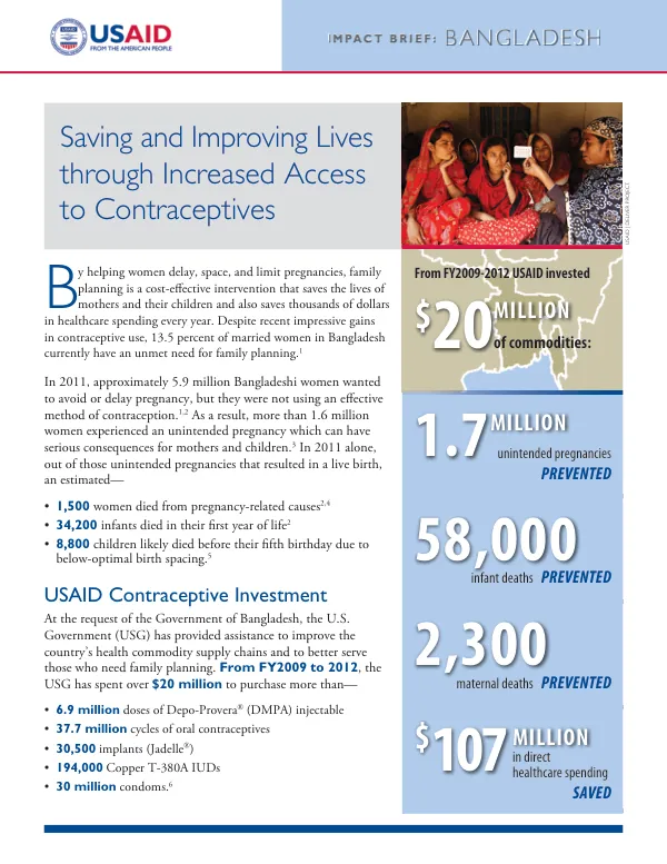 Impact Brief: Bangladesh--Saving and Improving Lives through Increased Access to Contraceptives, September 2014