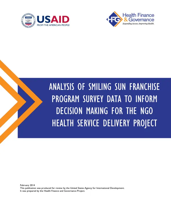 Analysis of Smiling Sun Franchise Program Survey Data to Inform Decision Making for the NGO Health Service Delivery Project