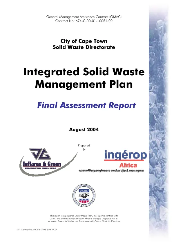 Integrated solid waste management plan : final assessment report