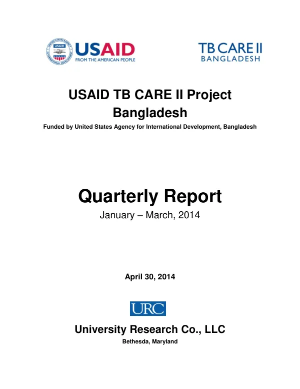 TB CARE Annual Work Plan and Budget