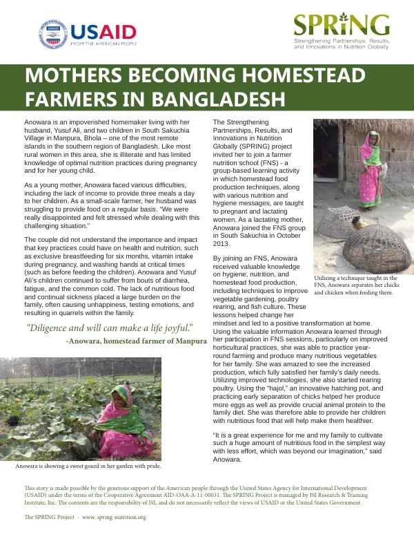 Mothers Becoming Homestead Farmers in Bangladesh