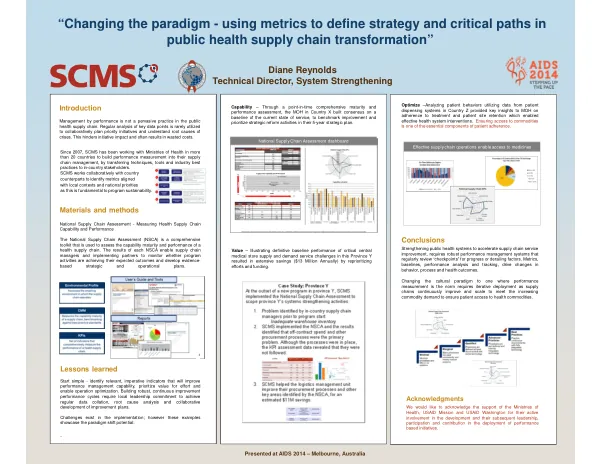 Changing the paradigm - using metrics to define strategy and critical paths in public health supply chain transformation