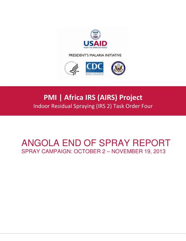 Angola End of Spray Report for IRS 2 Task Order Four