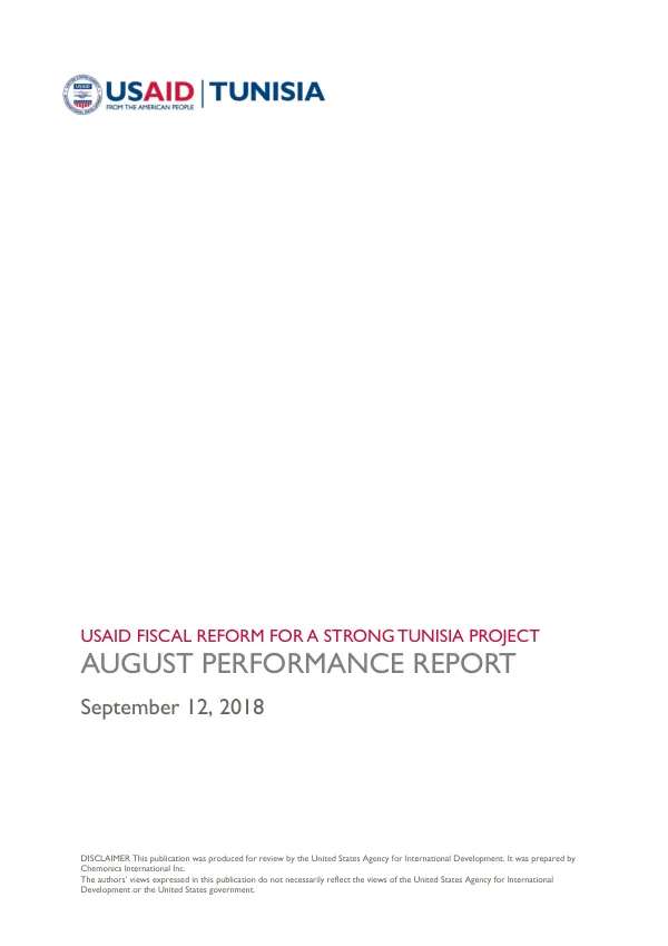USAID FISCAL REFORM FOR A STRONG TUNISIA PROJECT