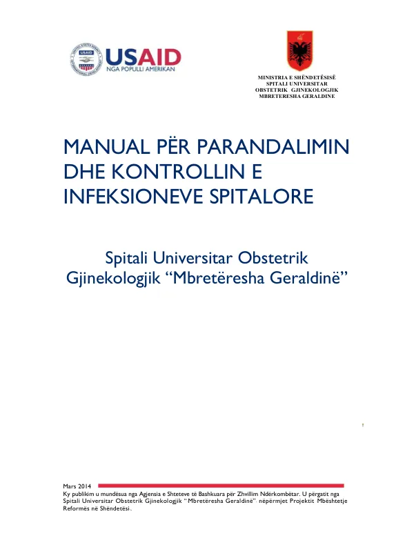 Manual për Parandalimin dhe Kontrollin e Infeksioneve Spitalore