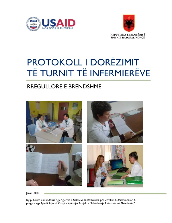 Protokolli i Dorezimit te Turnit te Infermiereve - Rregullore e brendshme e spitalit