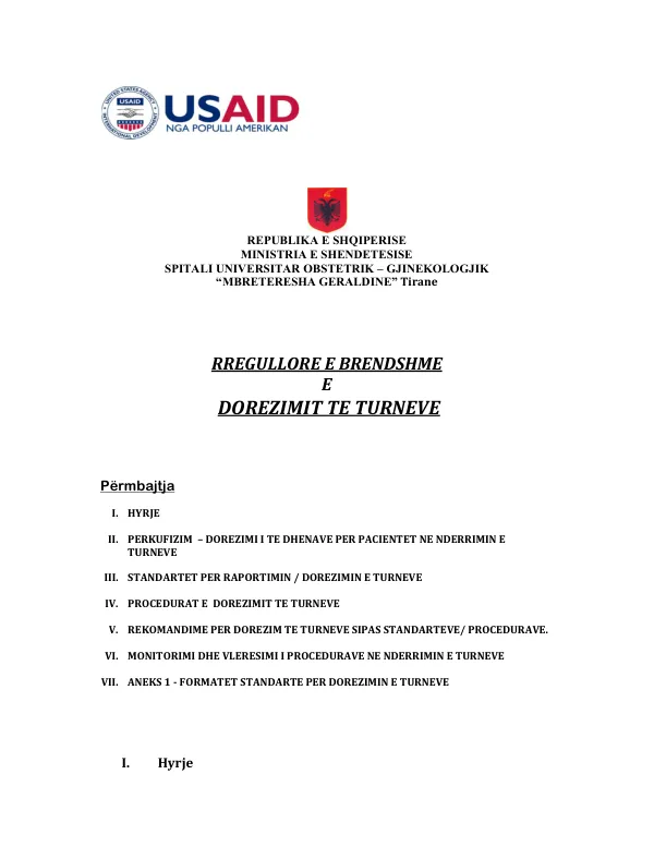 Rregullore per nderrimin e turneve