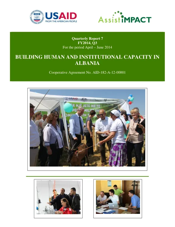Building Human and Institutional Capacity Quarterly Report 7 - FY 2014 April - June 2014
