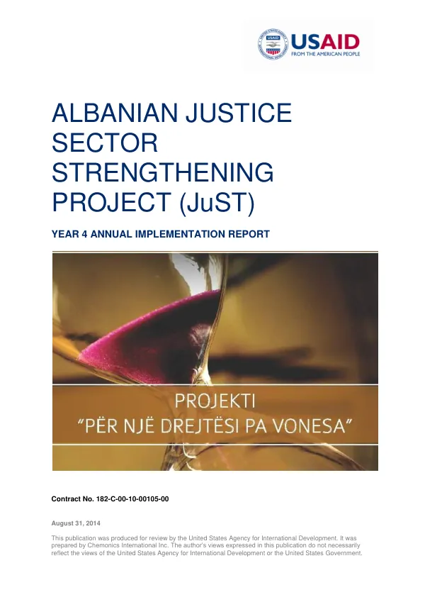 Albanian Justice Sector Strengthening Project (JuST) Year 4 Annual Implementation Report