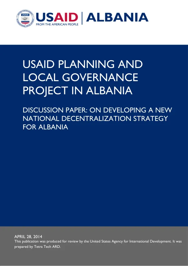 PLGP Discussion Paper: On Developing a New National Decentralization Strategy for Albania