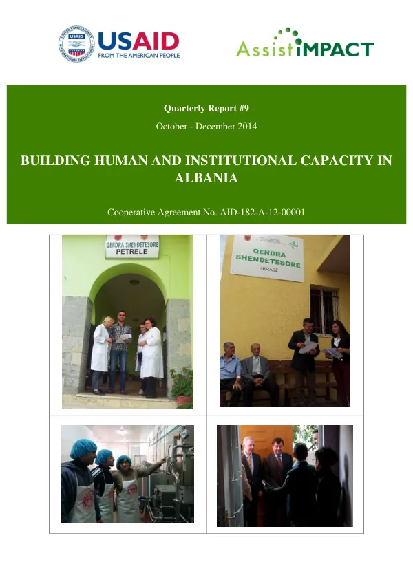 Quarterly Report #9: Building Human and Institutional Capacity in Albania