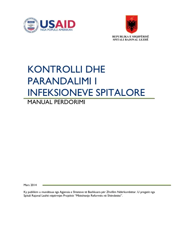 Manuali i Kontrollit dhe Parandalimit të Infeksioneve Spitalore