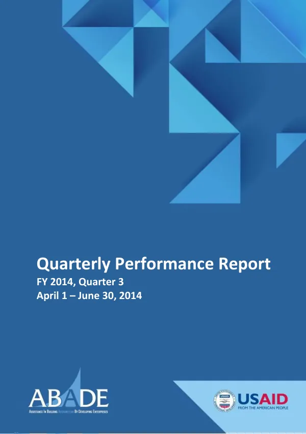 Quarterly Performance Report FY 2014, Quarter 3