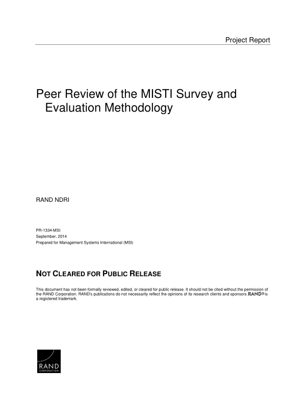 Peer Review of the MISTI Survey and Evaluation Methodology