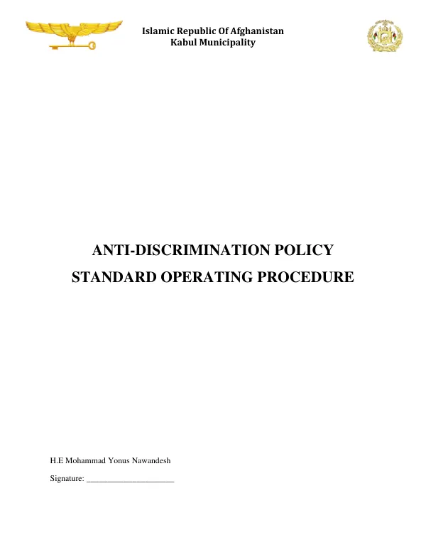 Anti-Discrimination Policy and Standard Operating Procedure