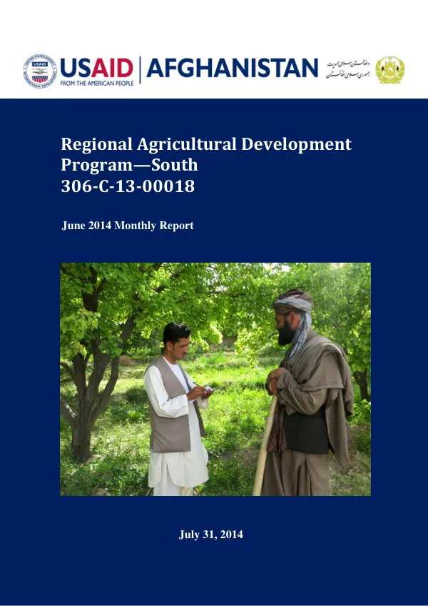 Regional Agricultural Development Program-South June 2014 Monthly Report