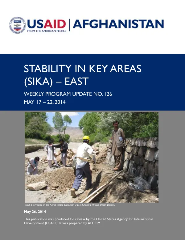 SIKA-East Weekly Program Update: May 17 – 22, 2014