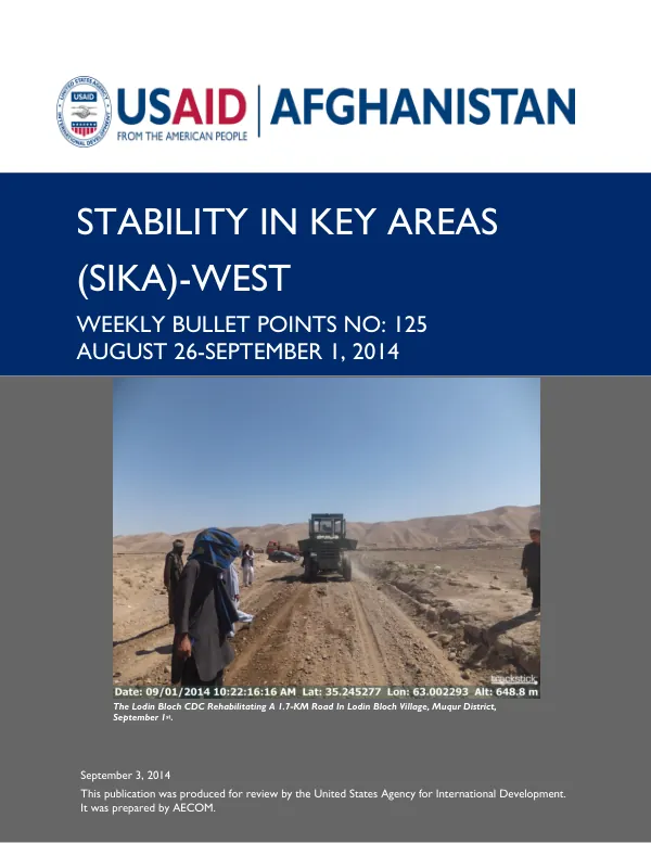 SIKA-West Weekly Bullet Points No. 125: August 25-September 1, 2014