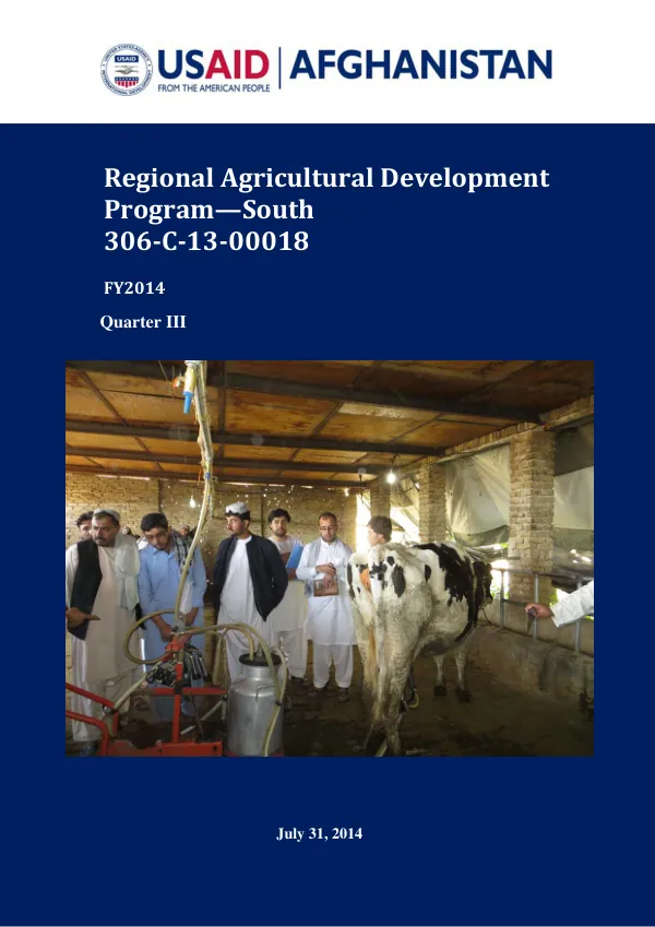 Regional Agricultural Development Program-South April – June 2014 Quarterly Report
