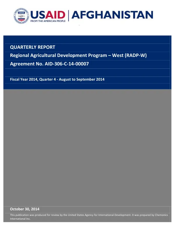 RADP-W Quarterly Report