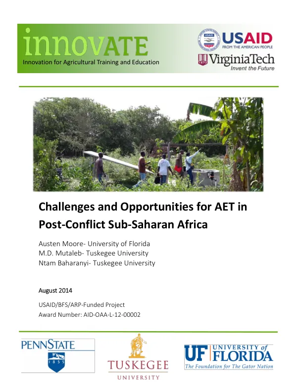 Innovation for Agricultural Training and Education: Challenges and Opportunities for AET in Post-Conflict Sub-Saharan Africa