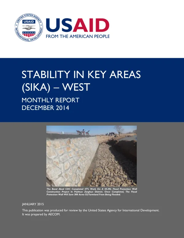 Stability In Key Areas (SIKA) – West / Monthly Report – December 2014