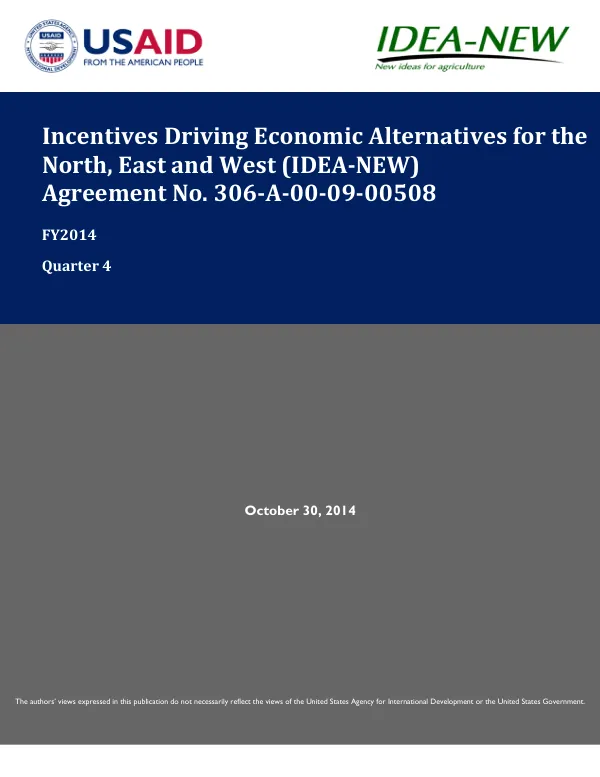 IDEA-NEW Quarterly Report—July-September 2014
