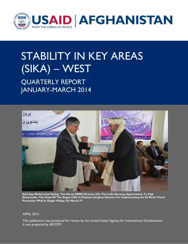 Stability In Key Areas (SIKA) – West / Quarterly Report – January-March 2014