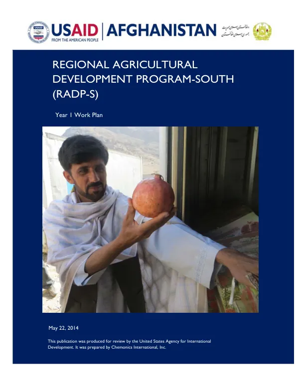 Regional Agricultural Development Program-South (RADP-S) Year One Work Plan