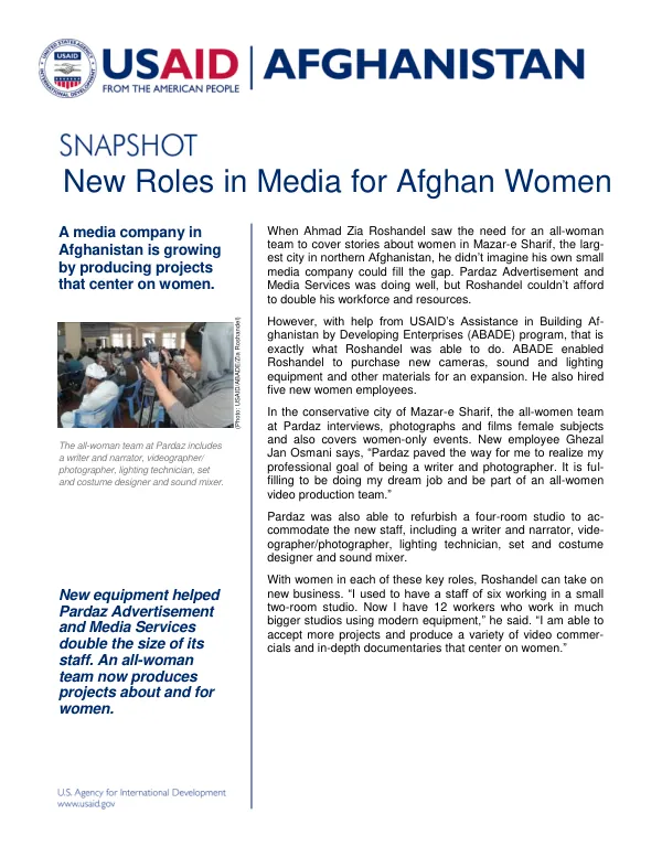 New Roles in Media for Afghan Women