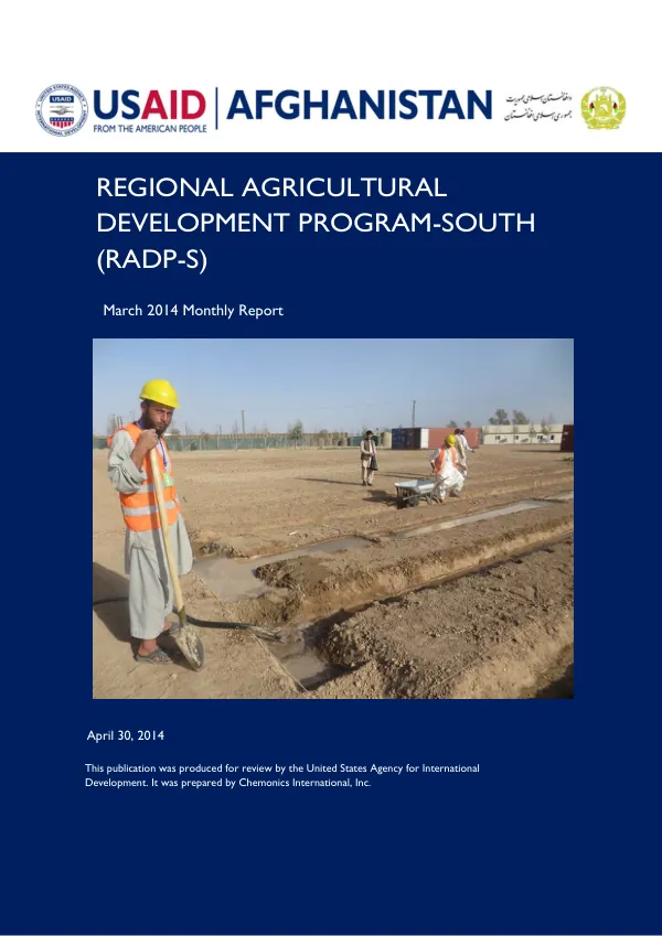 Regional Agricultural Development Program-South March 2014 Monthly Report