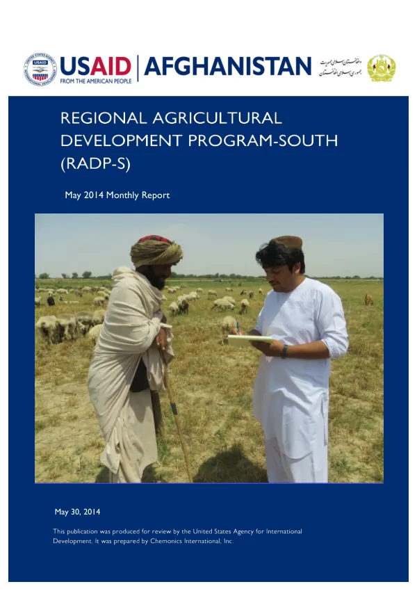 Regional Agricultural Development Program-South May 2014 Monthly Report
