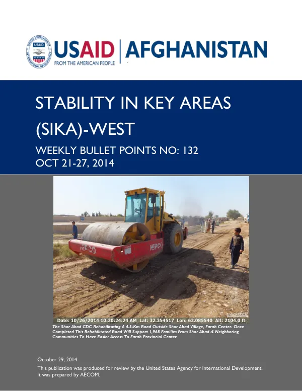 SIKA-West Weekly Bullet Points No. 132: Oct 21-27, 2014