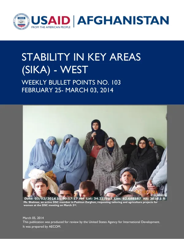 SIKA-WEST WEEKLY BULLET POINTS NO. 103: February 25 – March 3, 2014