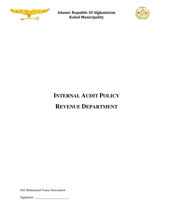 Internal Audit Policy for Kabul Municipality