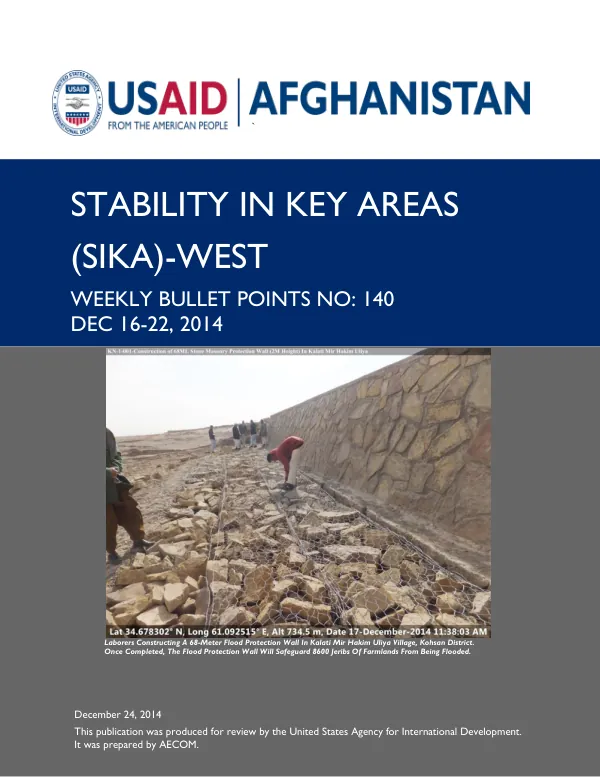 SIKA-West Weekly Bullet Points No. 140: Dec 16-22, 2014
