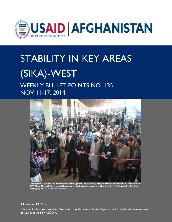 SIKA-West Weekly Bullet Points No. 135: Nov 11-17, 2014