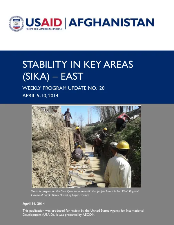 SIKA-EAST Weekly Program Update: April 05 -10, 2014