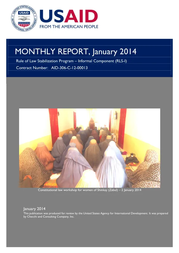 Rule of Law Stabilization Program – Informal Component: Monthly Report, January 2014