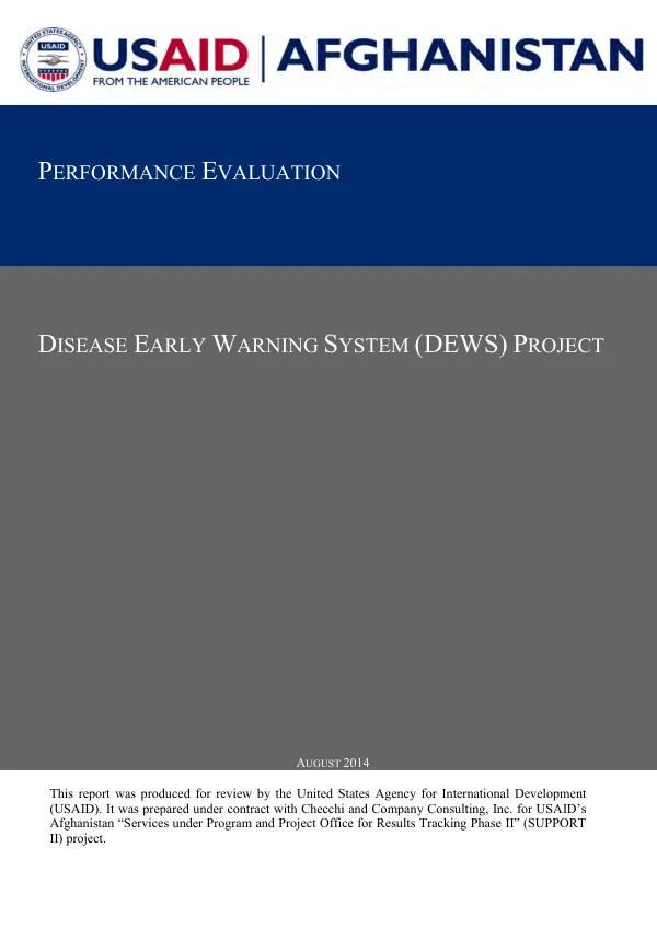 Performance Evaluation of the Disease Early Warning System (DEWS) Project