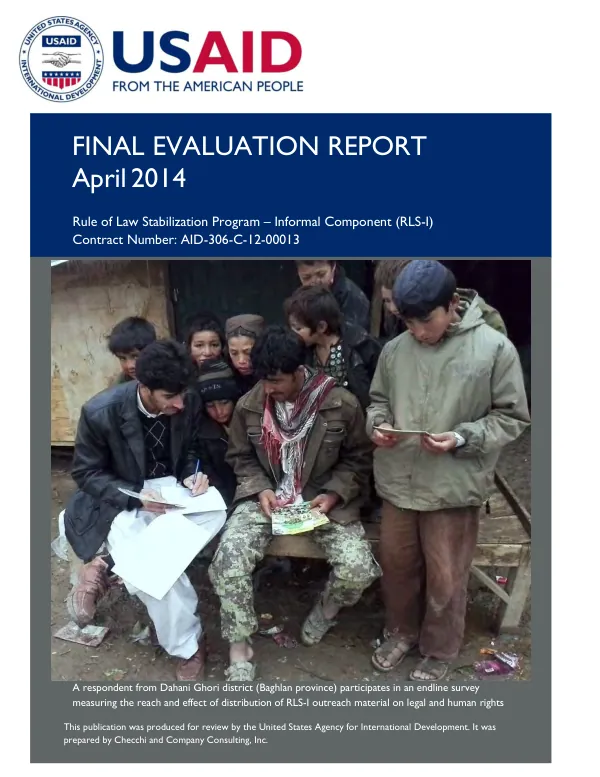 Final Evaluation Report: Rule of Law Stabilization Program – Informal Component