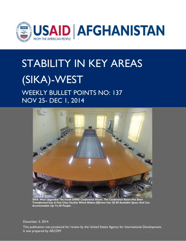 SIKA-West Weekly Bullet Points No. 137: Nov 25-Dec 1, 2014