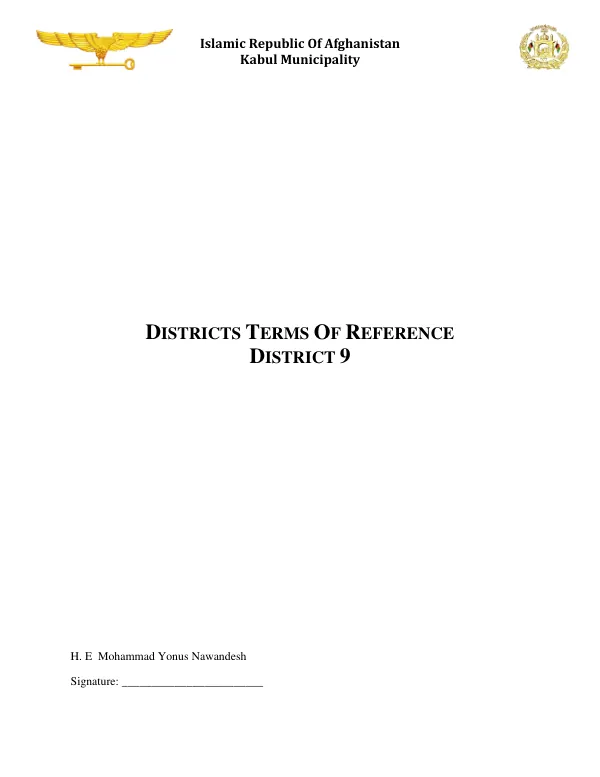 District 9 Terms of Reference
