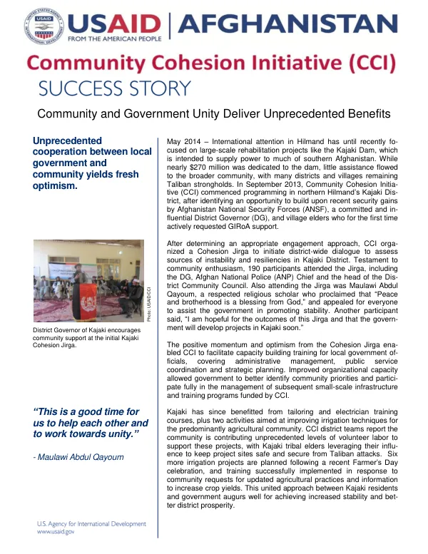 Community and Government Unity Deliver Unprecedented Benefits