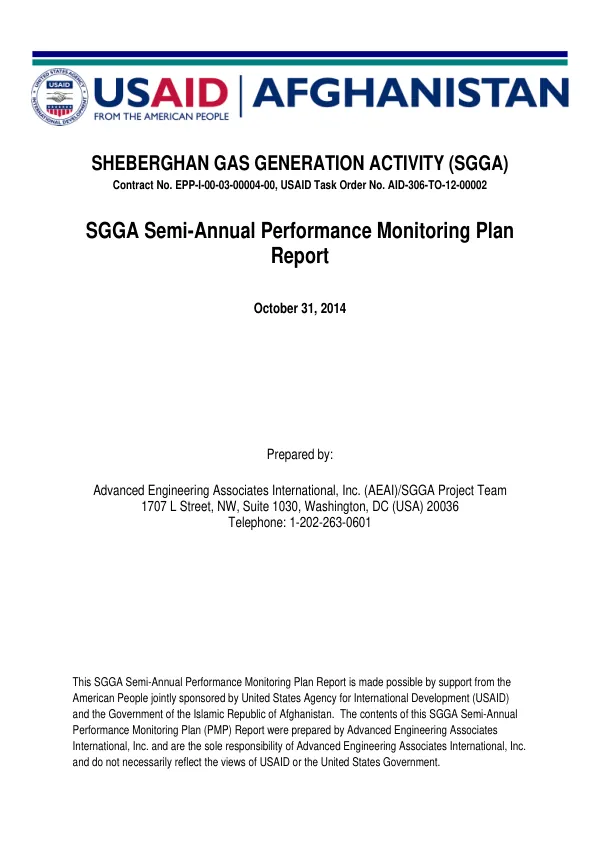 SGGA Semi-Annual Performance Monitoring Plan Report