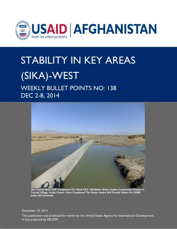 SIKA-West Weekly Bullet Points No. 138: Dec 2-8, 2014