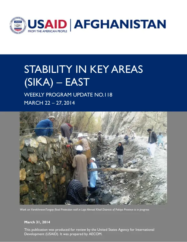 SIKA-East Weekly Program Update: March 22-27, 2014