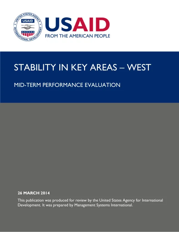 Mid-Term Performance Evaluation of Stability in Key Areas (SIKA) West